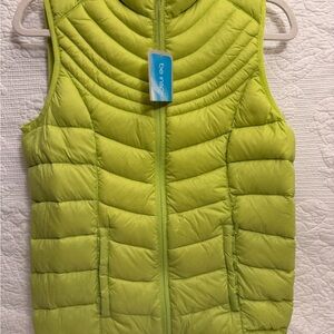Lime Green Quilted Vest women Med NWT